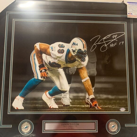 Jason Taylor autograph signed Dolphins HOF 17 16x20 photo framed PSA/DNA - Picture 1 of 5
